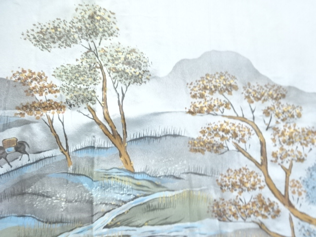 JAPANESE KIMONO / ANTIQUE SHIBORI LANDSCAPE PATTERN MENS JUBAN